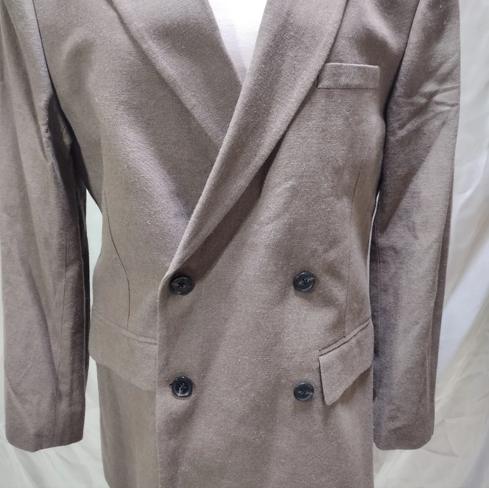 Abercrombie & Fitch Men's Collins Double Breasted Blazer Brown Linen Blend 40R